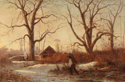 Winterlandschap met Houtverzamelaar door Adolphe Appian